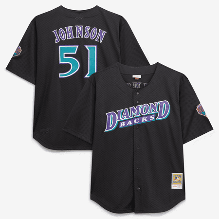 Men s Mitchell & Ness Randy Johnson Black Arizona Diamondbacks Big & Tall Cooperstown Mesh Batting Practice Jersey