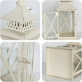 thumbnail image 6 of Lanterns Decorative Outdoor&Indoor, Set of 2 (14"&10") Beige Metal Lantern Decor with Glass, Candle Holder for Porch, Patio, Garden, Balcony, Wedding, Table Centerpiece, 6 of 9