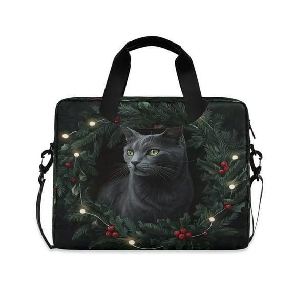 16" Laptop Tote Bag Laptop Sleeve Case Computer Briefcase for Work & Travel Gray Cat with Green Eyes