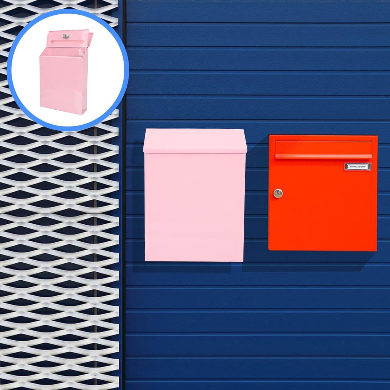 ABCISI Wall-Mounted Mailbox with Lock, Anti-Theft Drop Box  for Letters Envelopes Newspapers, Multi-Function Suggestion Box, Large Capacity Sturdy Mail Box for Home & Office, 9.1” x 2.4” x 11.8”,Pink