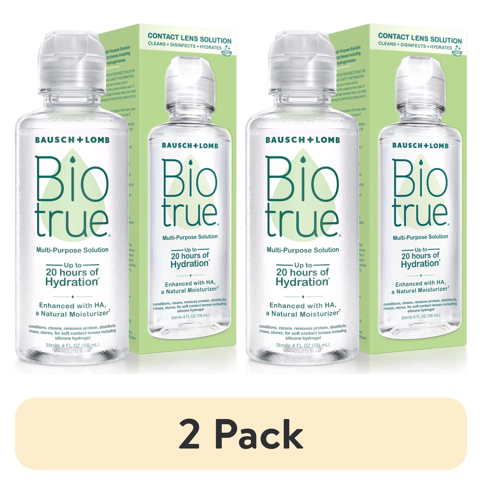 (2 pack) Biotrue Original Multi-Purpose Contact Lens Solution with Lens Case by Bausch + Lomb, 4 fl oz