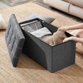 thumbnail image 4 of 80L Storage Ottoman, Foot Rest Stool, 30 inch Folding Footstool Bench with Storage, Short Gray Ottoman Stool, Storage Foot Rest to Store Books Clothes Toys, 4 of 10