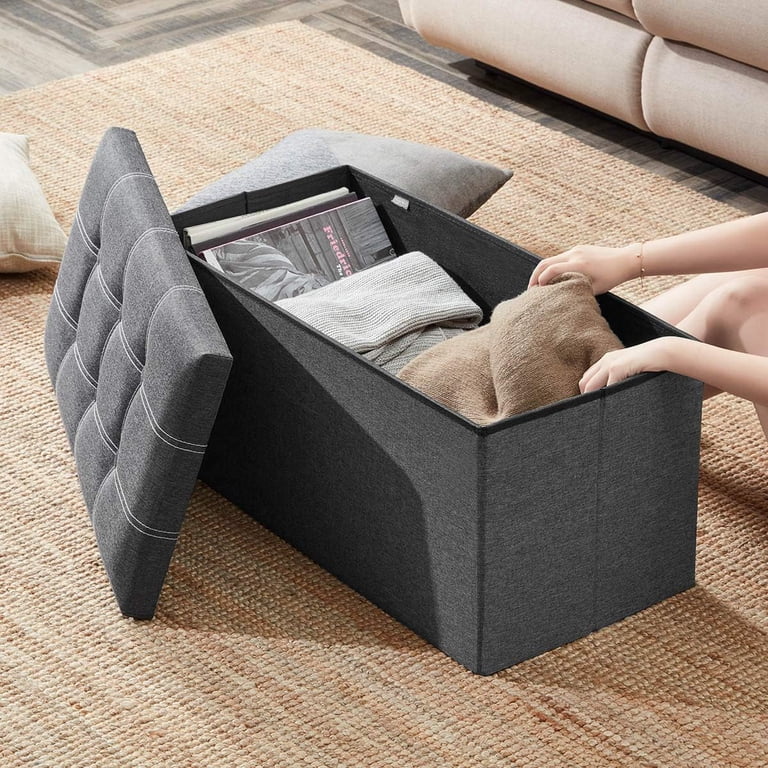 Cshidworld 30" Linen Storage Ottoman Bench in Gray photo 2