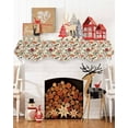 thumbnail image 3 of Vintage Red Orange Botanical Fireplace Mantel Scarf Table Runner, Spring Floral Summer Birds Winter Garland Mantel Top Tablerunners Dresser Scarves Cover for Windows Party Living Room 70''x17'', 3 of 6