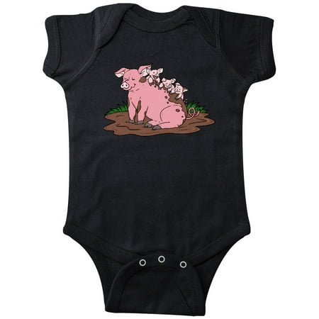

Inktastic Cute Pig Family Playing in Mud Gift Baby Boy or Baby Girl Bodysuit