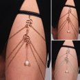 thumbnail image 1 of Leg Chain Tassel Leaf Shape Elastic Band Multi Layers Women Thigh Chain for Parties, 1 of 7
