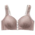 thumbnail image 5 of Ohufall Women's Front Button Closure Bras Plus Size Wire-Free Gathering Push Up Bralettes Sexy Solid Soft Full Coverage Support Bra, 5 of 8