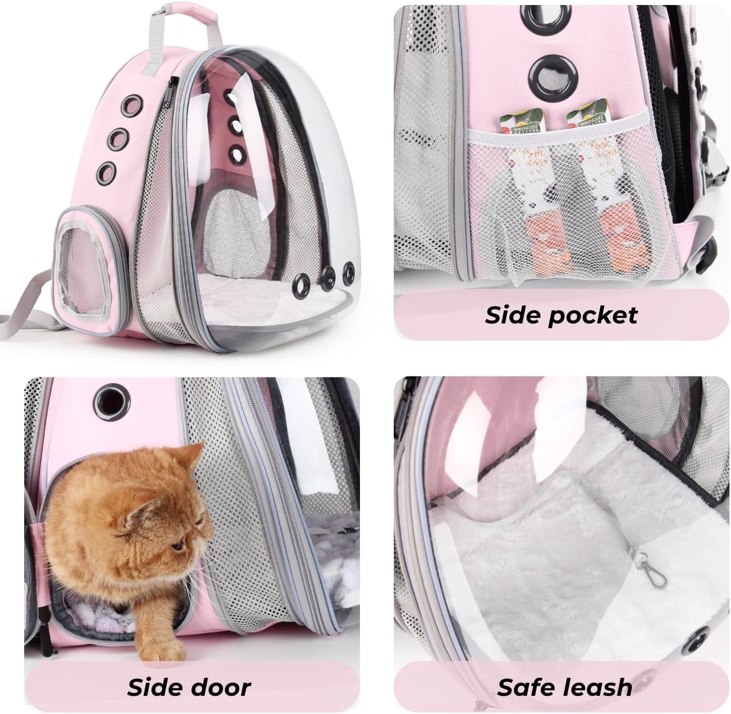 Lollimeow Cat Carrier Backpack with Panoramic Bubble Window, Supports 16 lbs Pets