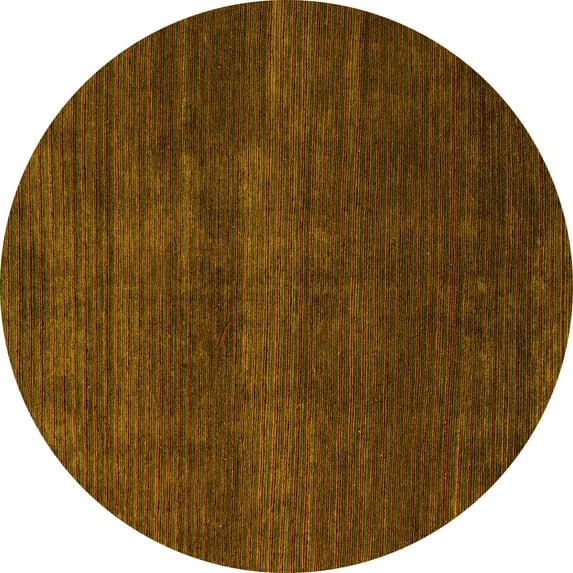 Ahgly Company Indoor Round Abstract Yellow Modern Area Rugs, 4' Round