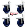 thumbnail image 2 of 5 Inch Solid Polyurethane Swivel 7/16 Inch Stem Caster Set with Total Lock Brake, 2 of 2