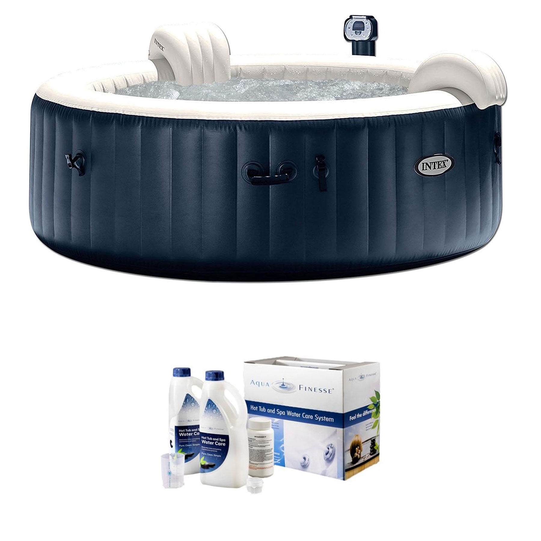 Intex PureSpa Portable 6 Person Inflatable Hot Tub + AquaFinesse Water