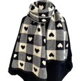 thumbnail image 1 of wonima44 Women's Holiday Gift Winter Warm Cute Heart Checkered Print Scarf Shawl, 1 of 1