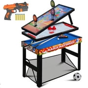 RayChee 36 4-in-1 Multi Game Table, Combo Game Table Set for Kids, Childrens, Combination Arcade Set w/Pool Billiards, Air Hockey, Soccer, Shooting Game for Home, Game Room (Blue& Red)