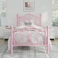 thumbnail image 2 of Sha Cerlin Twin Size Metal Platform Bed Frame with Victorian Vintage Butterfly Headboard&Footboard, Pink, 2 of 7