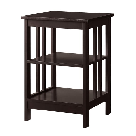 Pemberly Row Traditional Wood Square End Table with Shelf in Espresso