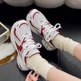 thumbnail image 2 of Domzle Womens Chunky Fashion Sneakers Casual Sports Shoes Mesh Breathable Athletic Gym Workout Tennis Shoe Platform Thick Walking Shoes Red 38, 2 of 6
