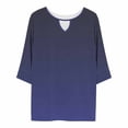 thumbnail image 5 of Fmbrln Womens Plus Size Tops 3/4 Sleeve Cutout V Neck T-Shirts Summer Casual Loose Fit Gradient Print Beach Vacation Blouses, 5 of 7