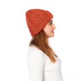 thumbnail image 3 of Gorro de punto cálido de invierno para mujer, gorro de lana de Color sólido, gorro cálido con protección para los oídos (naranja), 3 of 3
