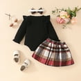 thumbnail image 2 of Emy Dola Baby Girl Fall Outfits Newborn Ribbed Knit Romper Skirt Set Infant Ruffle Long Sleeve Bodysuit Toddler Plaid Winter Dress, 2 of 9