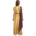 thumbnail image 2 of inlzdz Teens Girls Greek Toga Dress Metallic Wrap Belt Greek Philosopher Maxi Gown Gold 10, 2 of 7