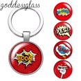 thumbnail image 2 of LLavero de cabujón de cristal de POP ART Bang/ Pow/Boom, accesorio moderno de 25mm para bolso, llavero de coche, soporte de anillo, 2 of 4