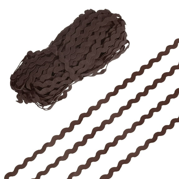 Rick Rack Trim, 28 Yard 5mm / 0.2 Inch Wave Bending Fringe Trimming Ribbon, Polyester RIC Rac Trim [Coffee]