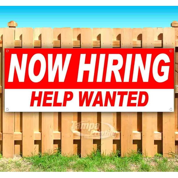 Now Hiring Help Wanted 13 oz Vinyl Banner With Metal Grommets