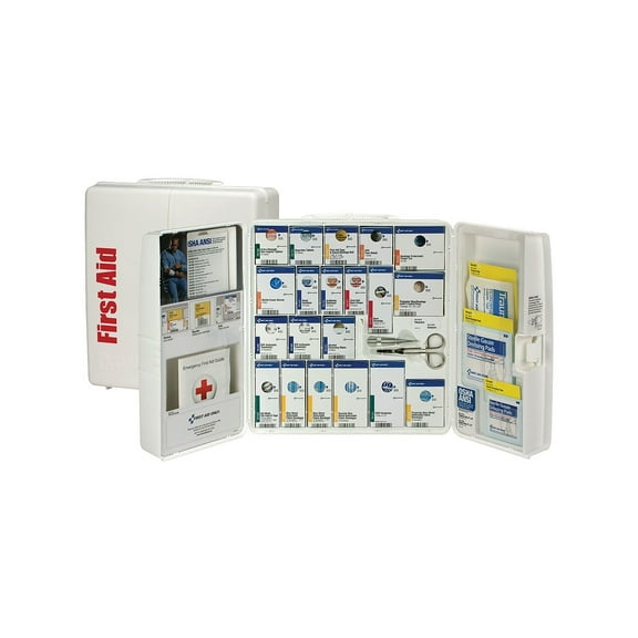 First Aid Kit and Housing, Plastic Cabinet, 290 Components, 100 People Served
