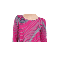 thumbnail image 2 of JM COLLECTION Womens Purple Striped 3/4 Sleeve Jewel Neck Top Petites PXL, 2 of 3