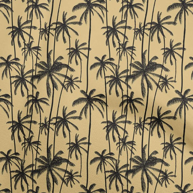 oneOone Cotton Cambric Dark Beige Fabric Tropical Tree Sewing Craft Projects Fabric Prints By Yard 56 Inch Wide
