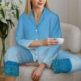 thumbnail image 6 of Salouo Red And White Lighthouse Pattern Women's Pajamas Set Long Sleeve Button Down Sleepwear Soft Pj Lounge Sets for women 2 Piece Pjs Set with Long Pants-, 6 of 7