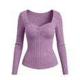 thumbnail image 5 of Bixock Long Sleeve Shirt for Women,Blouses for Women Crew Neck Knit Pullover Solid Color Slim Casual Sweater Warm Soft Daily Wear Women Clothings Size M, 5 of 6