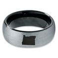 thumbnail image 2 of Tungsten Oregon The Beaver State Band Ring 8mm Men Women Comfort Fit Black Dome Brushed Gray Polished, 2 of 4