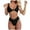 Z-Black781, variant on Women Swimsuit Sets Sleeveless Solid Color Bikini V Neck Knot Front Push Up High Leg Thong Two Piece Vacation Female Swimwear