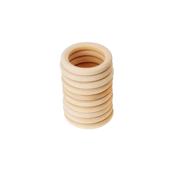 10Pc 70Mm Wooden Ring Lifting Ring,10Pc 70Mm Wooden Circles Connectors, Natural Wood Rings for Diy Crafts, Wooden Hoops for Macrame