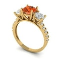 thumbnail image 2 of Clara Pucci 14K Yellow Gold Solid Gold Red Three-Stone Anniversary Ring for Women - 1.97 cttw Round Cut, 2 of 8