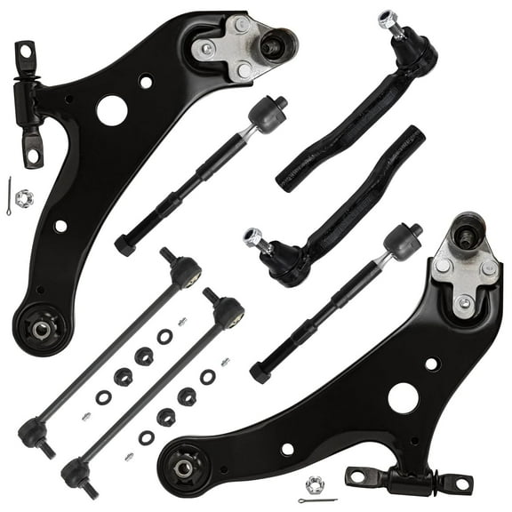 Detroit Axle - 8pc Front End Suspension Kit for Toyota 2011-2020 Sienna 2 Lower Control Arms with Ball Joints 4 Inner Outer Tie Rods 2 Sway Bar Links Replacement