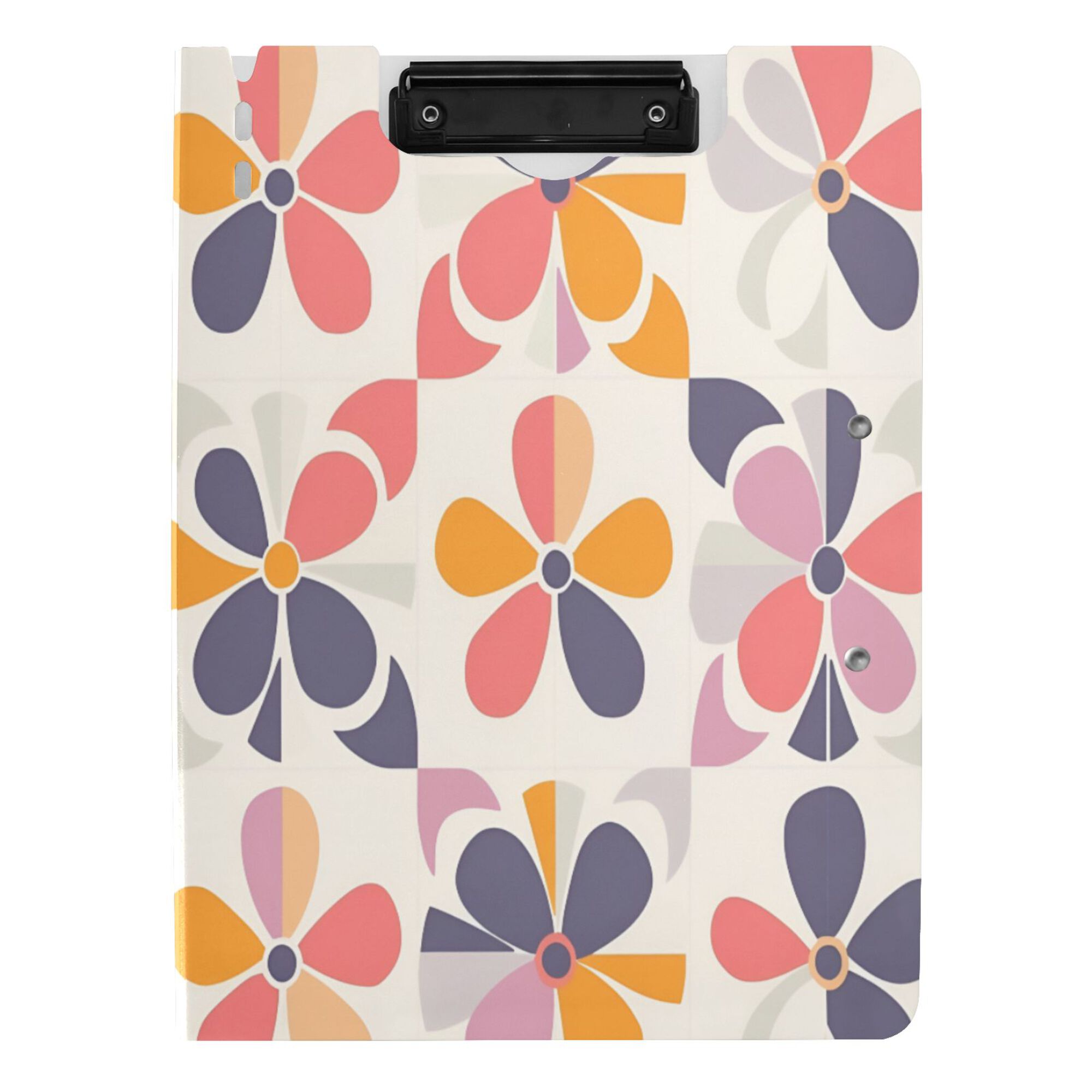 FORMRS A4 Clipboard Folder with Pen Holder Horizontal Foldable School Office Binder, Purple Retro Flower