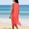 thumbnail image 5 of ClodeEU Women's Chiffon Sleeveless Crewneck Midi Dress ,Casual Solid Color Summer Dress Watermelon Red,Women's Plus XL, 5 of 5