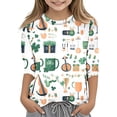 thumbnail image 2 of SNKSDGM Girls Tops for Teens Long Clothes for Girls 10-12 Cute Outfits for Winter Kids St. Paddy's Day Printed 3/4 Quarter Sleeve T Shirt Tops Peplum Casual 8-9 Years, 2 of 4