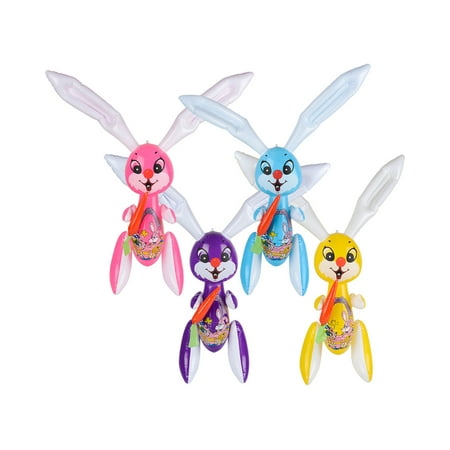 Set of 12 48" Inflatable Easter Bunny Rabbit With Carrot Toy Decoration