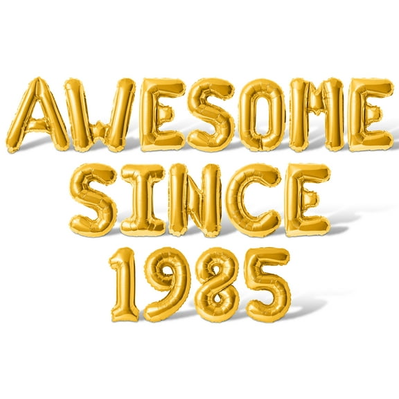 Letter & Number Balloons - AWESOME SINCE 1985 16" Inch Alphabet Letters Foil Mylar Balloon Birthday Party Banner (Gold)