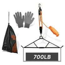 Hunting Game Hoist Gambrel with Elk Hoist Dual Pulley Lift System and Deer Hanger, Hunting Game Hanging Kit for Deer Butcher and Skinning, Max to 700 LB, Hunting Gifts for Men