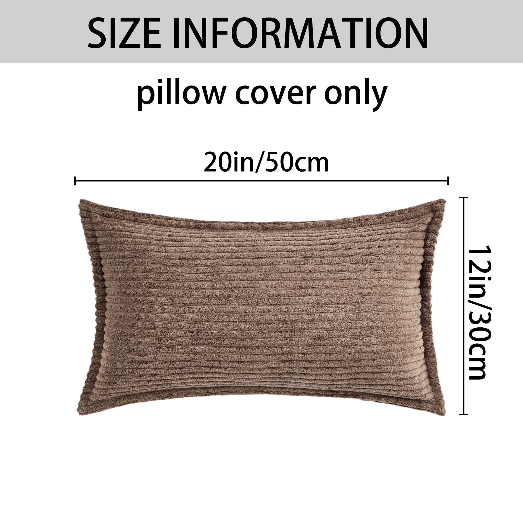 Unique Bargains Striped Decorative Throw Pillow Covers Pack of 2 Brown 12" x 20"