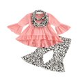thumbnail image 1 of Little Girls Ruffle Flare Tunic Dress Top Striped Leggings Pants 2PC Outfits Set, 1 of 6