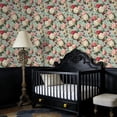 thumbnail image 2 of Floral Peel and Stick Wallpaper Vintage Floral Roses Blossoms Green Leaves Blue Wall Mural 17.7in x 9.8ft Self Adhesive Removable Wall Paper Renter Friendly Wallpaper for Bedroom Nursery Kids, 2 of 8