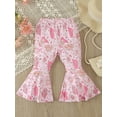 thumbnail image 4 of Bagilaanoe 3pcs Toddler Baby Girl Pants Set Ruffles Short Sleeve A-Line Dress Tops + Flare Trousers + Neckerchief 1T 2T 3T 4T 5T 6T Kids Casual Clothes, 4 of 7