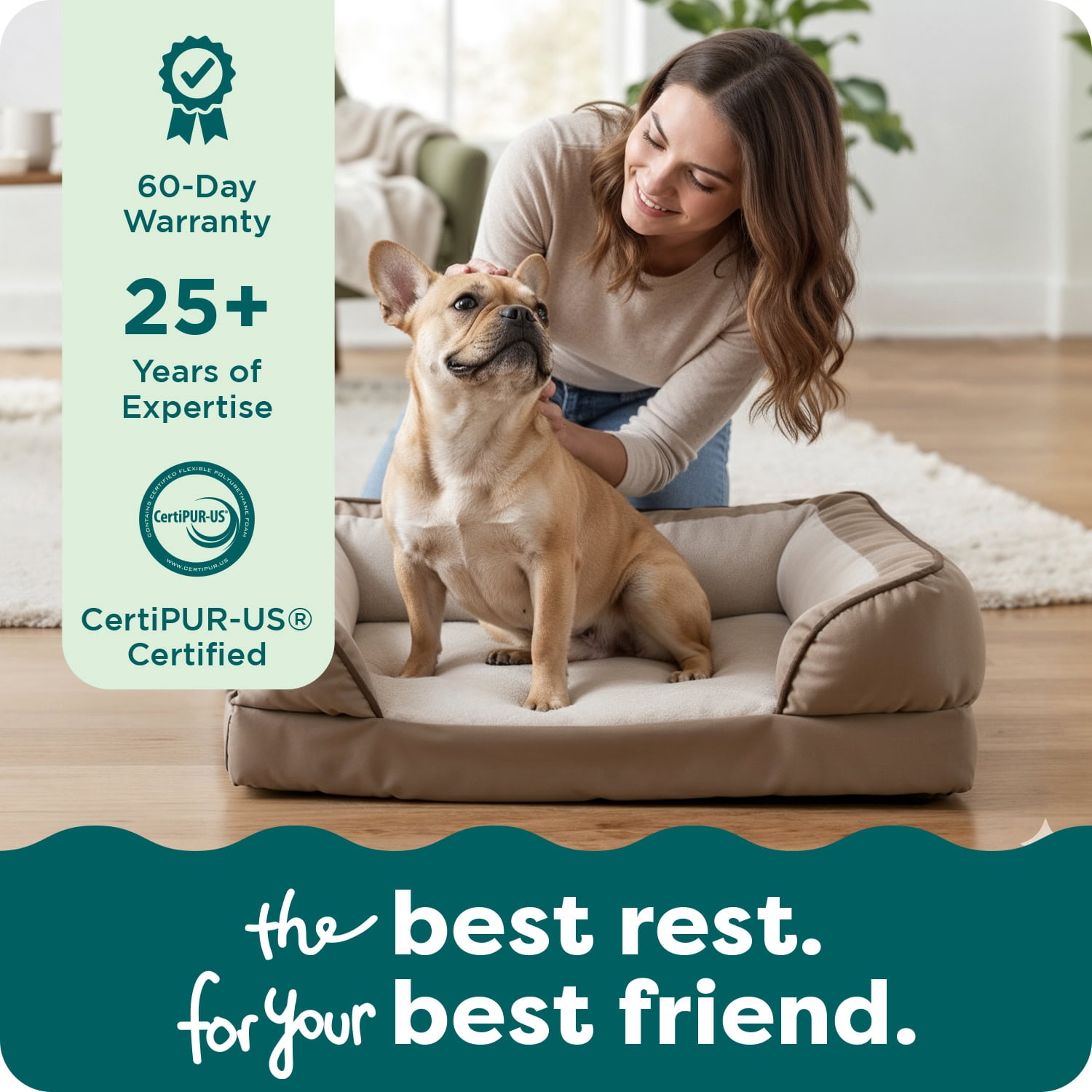 Furhaven Pet Products Medium Nest-Top Perfect Comfort Sofa Orthopedic Ped Bed, 30"x20", Green