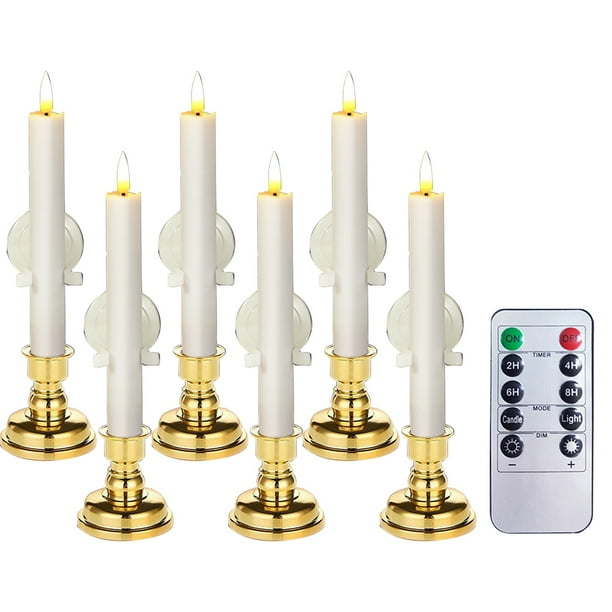 Control Remoto 6 Velas LED Sin Llama Luces Navideñas Sincronización Lámpara (16 5) Color Blanco