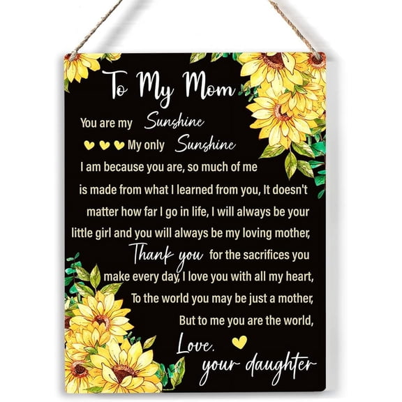 Sunflowers Mother Wood Sign You are My Sunshine Mom Wooden Signs Rustic Hanging Plaque Home Wall Art 8x10, Perfect Mom Sign Wall Decor for Home Bedroom